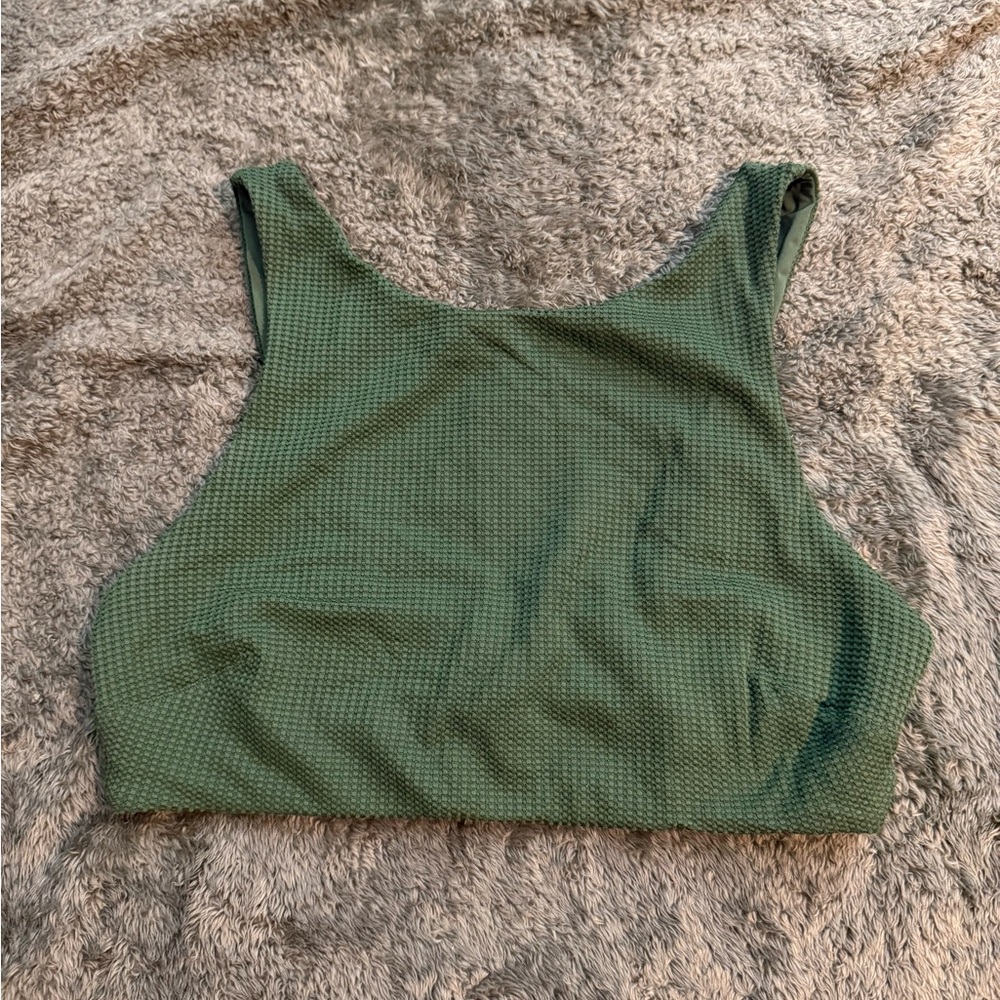 Aerie Forest Green Textured Top Sz L NWOT